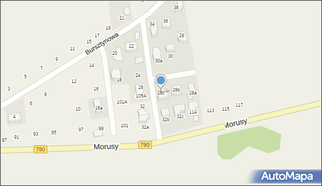 Podzamcze, Bursztynowa, 28c, mapa Podzamcze