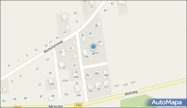 Podzamcze, Bursztynowa, 30, mapa Podzamcze