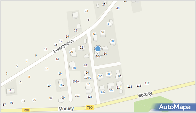 Podzamcze, Bursztynowa, 30a, mapa Podzamcze