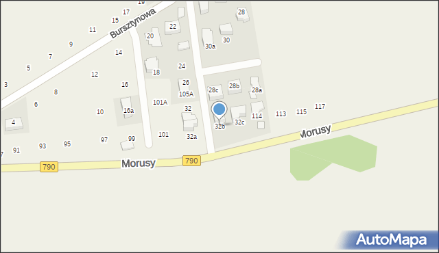 Podzamcze, Bursztynowa, 32b, mapa Podzamcze