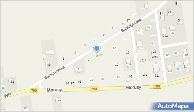 Podzamcze, Bursztynowa, 8, mapa Podzamcze