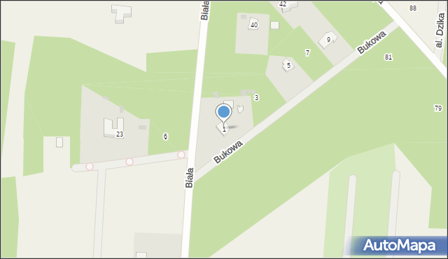 Powązki, Bukowa, 1, mapa Powązki