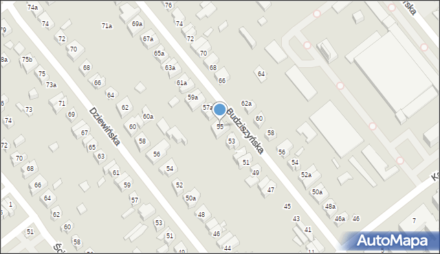 Poznań, Budziszyńska, 55, mapa Poznania