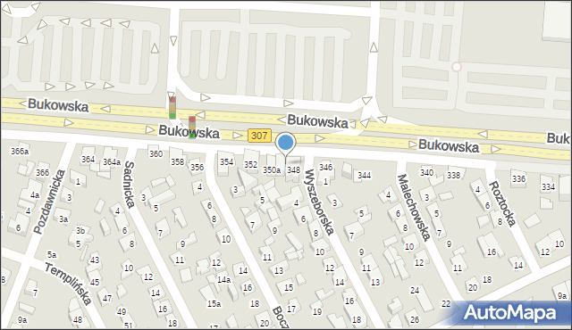Poznań, Bukowska, 348/350, mapa Poznania