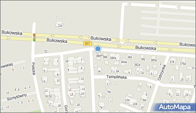 Poznań, Bukowska, 390, mapa Poznania
