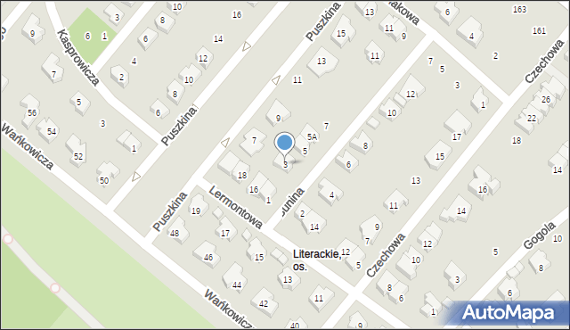 Poznań, Bunina Iwana, 3, mapa Poznania