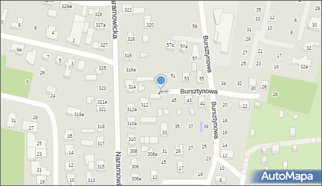 Poznań, Bursztynowa, 47, mapa Poznania