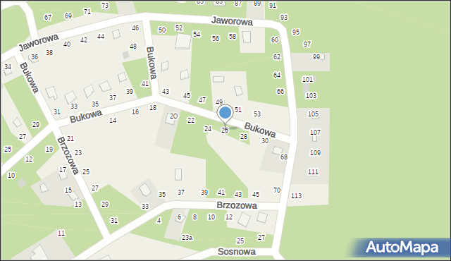 Radawa, Bukowa, 26, mapa Radawa