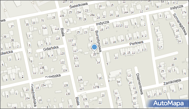 Radom, Bursztynowa, 10, mapa Radomia