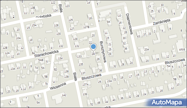 Radom, Bursztynowa, 24, mapa Radomia