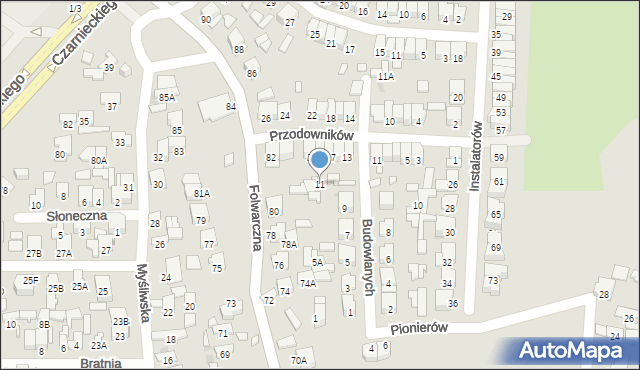 Radom, Budowlanych, 11, mapa Radomia