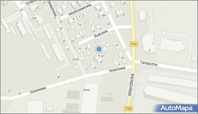 Radom, Bukowa, 7, mapa Radomia