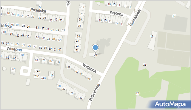 Radom, Bulwarowa, 26, mapa Radomia