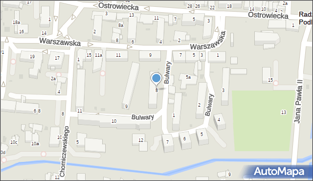 Radzyń Podlaski, Bulwary, 8, mapa Radzyń Podlaski