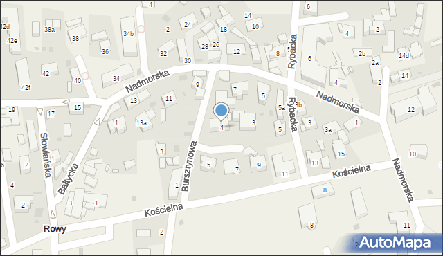 Rowy, Bursztynowa, 4, mapa Rowy