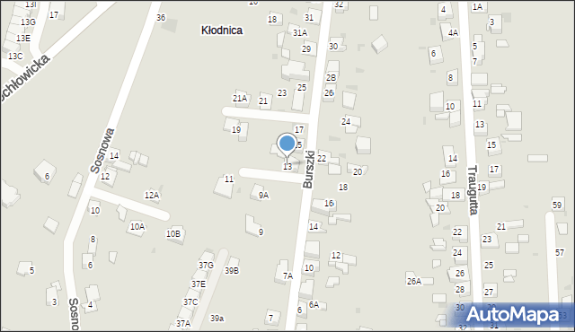 Ruda Śląska, Burszki, 13, mapa Rudy Śląskiej