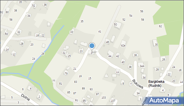 Rudnik, Bukowa, 17, mapa Rudnik