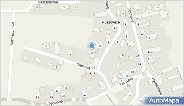 Ruszowice, Bursztynowa, 10, mapa Ruszowice