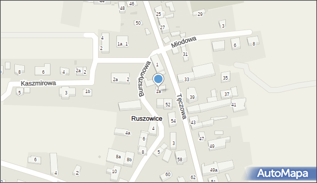 Ruszowice, Bursztynowa, 1a, mapa Ruszowice