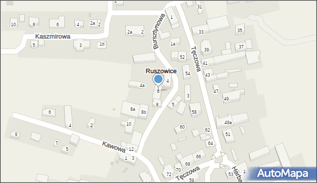 Ruszowice, Bursztynowa, 6, mapa Ruszowice