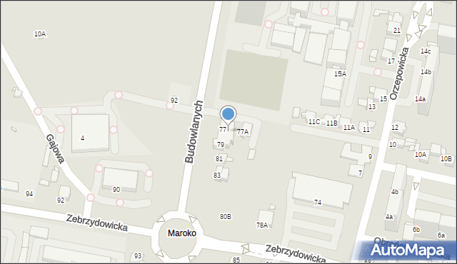 Rybnik, Budowlanych, 77B, mapa Rybnika