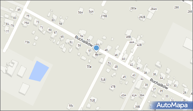 Rybnik, Buchalików, 55, mapa Rybnika