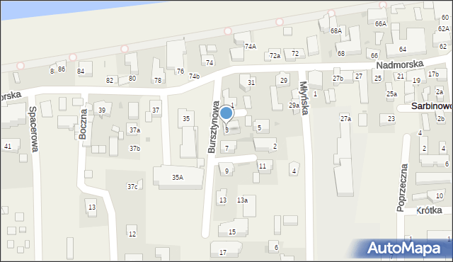 Sarbinowo, Bursztynowa, 3, mapa Sarbinowo