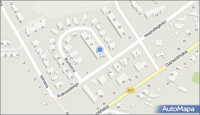 Siedlce, Bucholca Bernarda, 1, mapa Siedlce