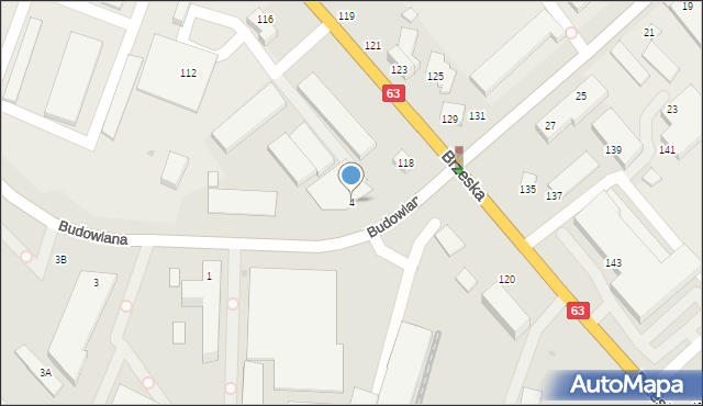 Siedlce, Budowlana, 4, mapa Siedlce