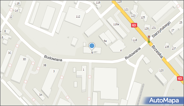 Siedlce, Budowlana, 6, mapa Siedlce