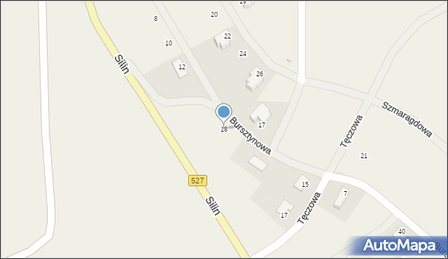 Silin, Bursztynowa, 18, mapa Silin
