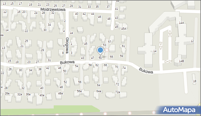 Słupsk, Bukowa, 51, mapa Słupska