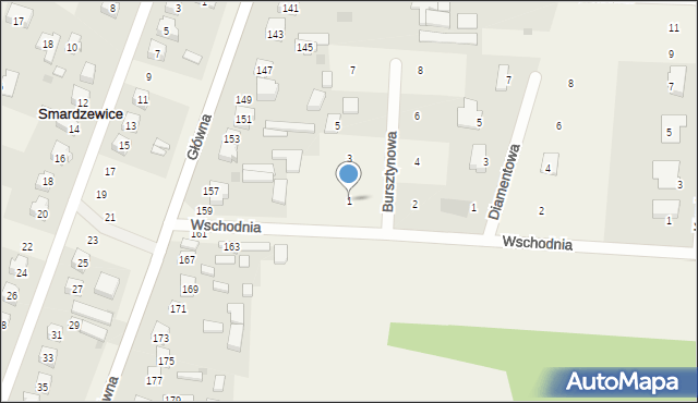 Smardzewice, Bursztynowa, 1, mapa Smardzewice