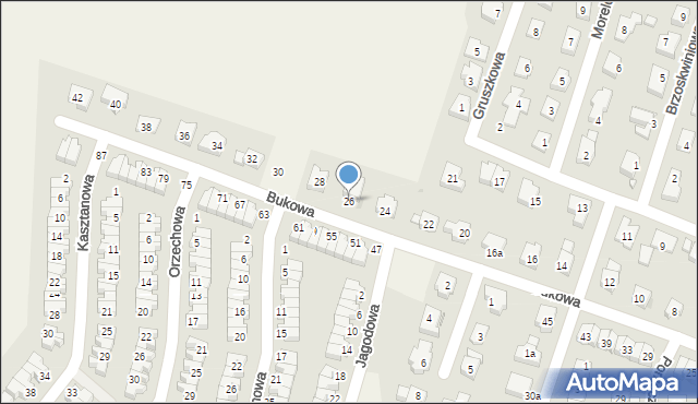 Smolec, Bukowa, 26, mapa Smolec