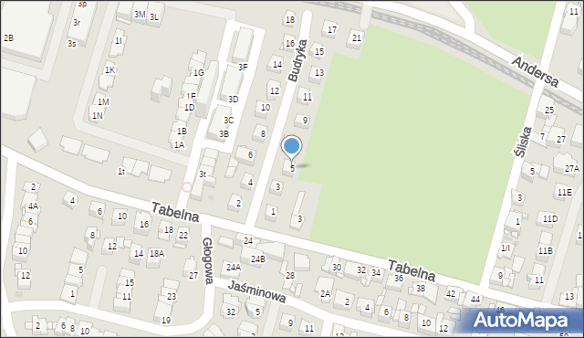 Sosnowiec, Budryka Witolda, 5, mapa Sosnowca