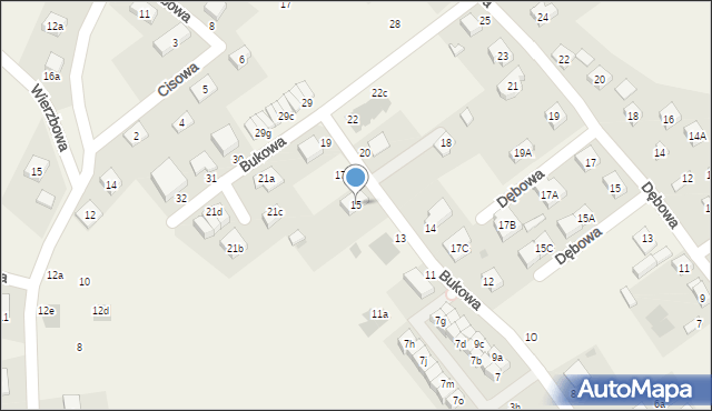 Spalice, Bukowa, 15, mapa Spalice