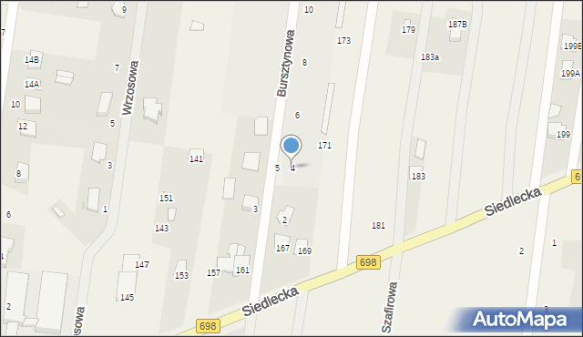 Stok Lacki, Bursztynowa, 4, mapa Stok Lacki