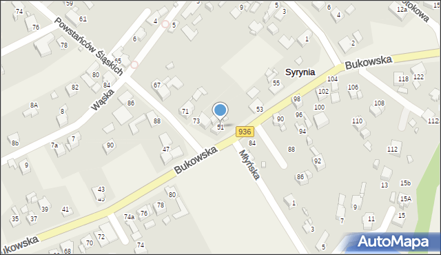 Syrynia, Bukowska, 51, mapa Syrynia