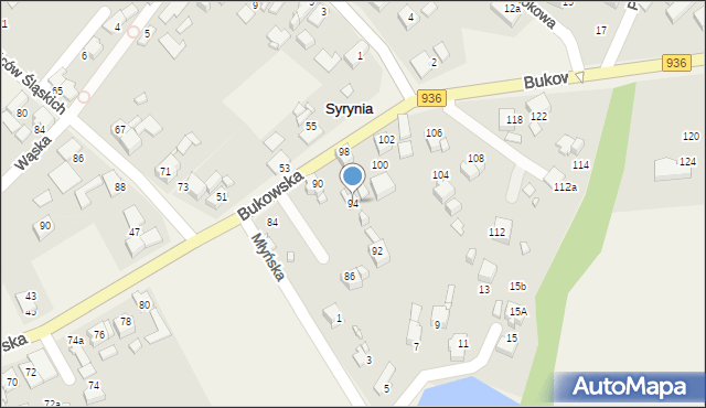 Syrynia, Bukowska, 94, mapa Syrynia