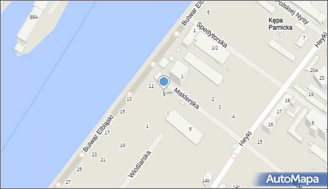 Szczecin, Bulwar Elbląski, 9, mapa Szczecina