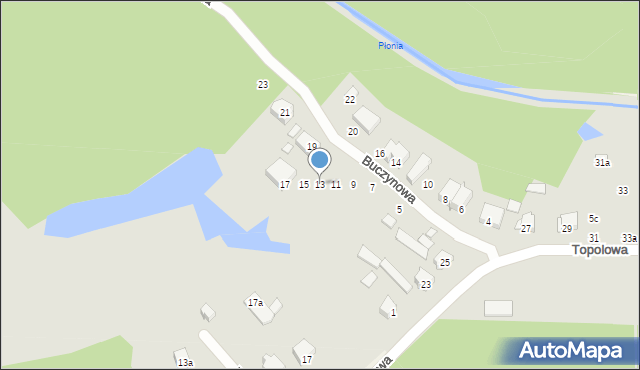 Szczecin, Buczynowa, 13, mapa Szczecina