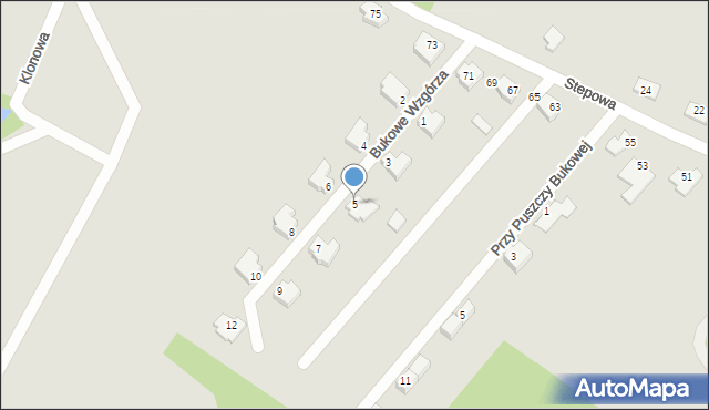 Szczecin, Bukowe Wzgórza, 5, mapa Szczecina