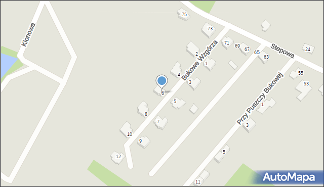 Szczecin, Bukowe Wzgórza, 6, mapa Szczecina