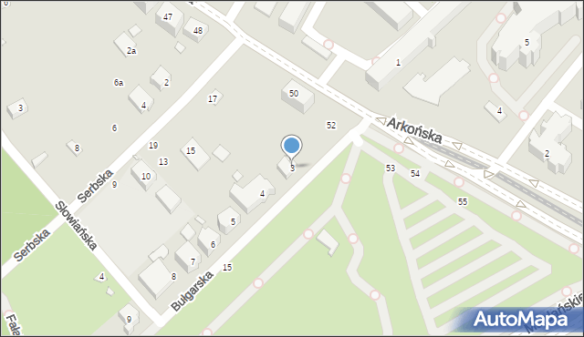 Szczecin, Bułgarska, 3, mapa Szczecina