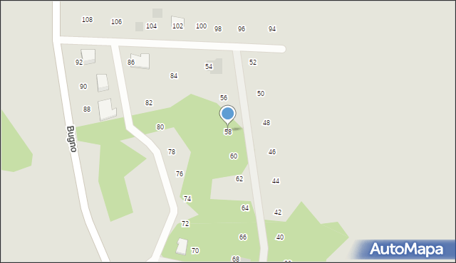 Szczecinek, Bugno, 58, mapa Szczecinek