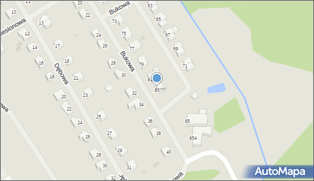 Szczecinek, Bukowa, 83, mapa Szczecinek