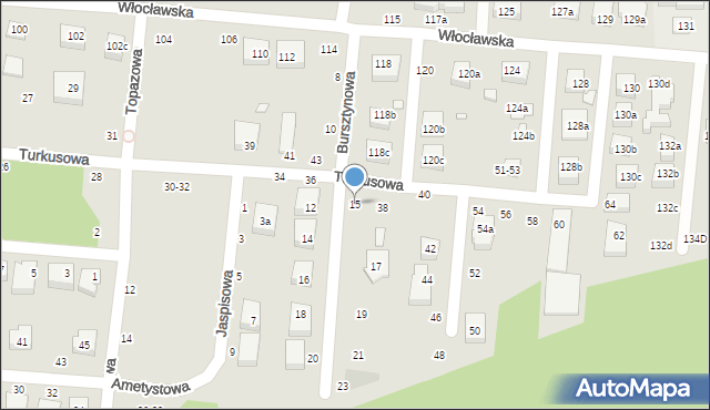 Toruń, Bursztynowa, 15, mapa Torunia