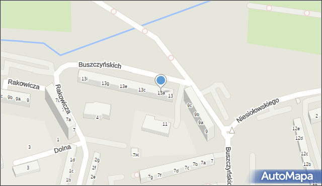 Toruń, Buszczyńskich Józefa i Sylwestra, 13a, mapa Torunia