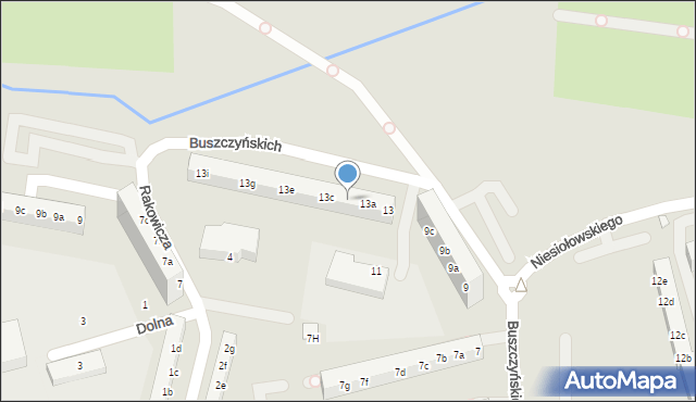 Toruń, Buszczyńskich Józefa i Sylwestra, 13b, mapa Torunia