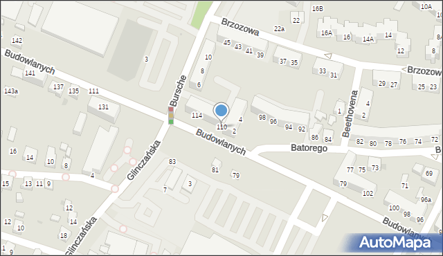 Tychy, Budowlanych, 110, mapa Tychów